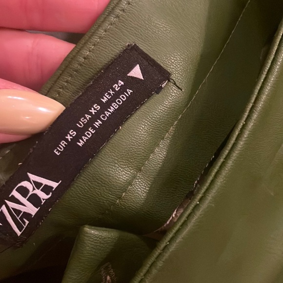 Olive Green Faux Leather Pants - Picture 4 of 9